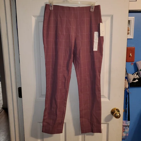 NWT A New Day Side Zip Grid Pattern High Rise Skinny Ankle Pants - Picture 3 of 10